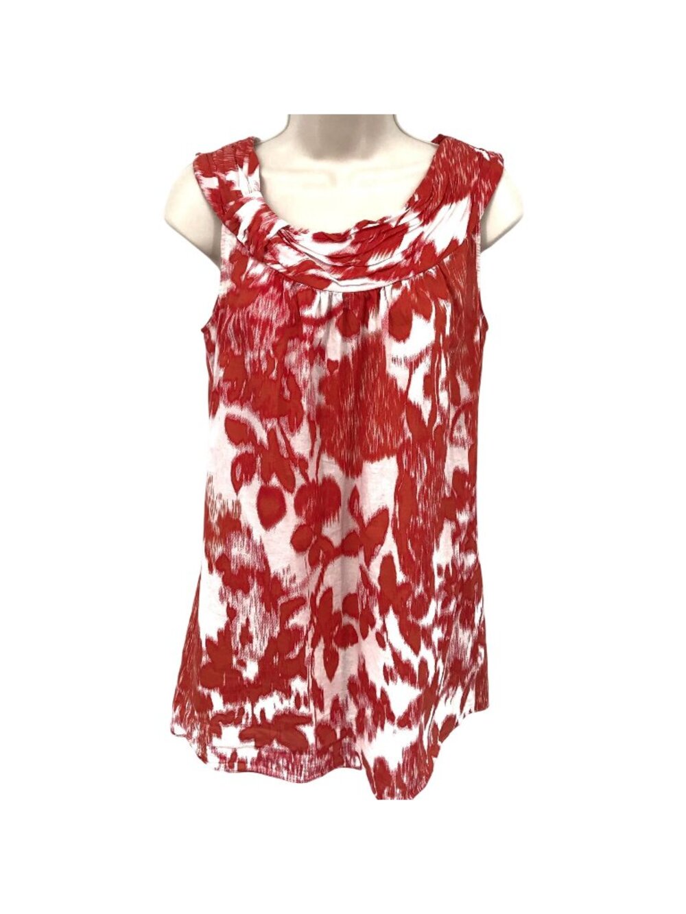 Cabi Womens Red & White Floral Sleeveless Blouse XS 100% Cotton
